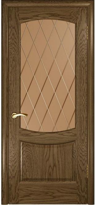 Фото Межкомнатная дверь "Криста" глухая, дуб мореный светлый, стекло